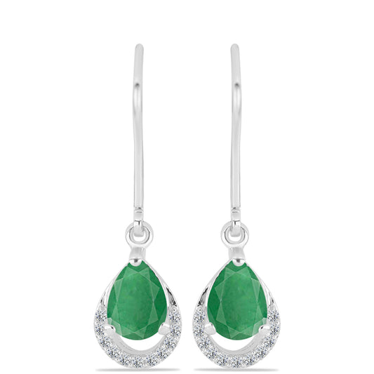 Pendientes de Plata con Esmeralda de Brasil y Topacio Blanco