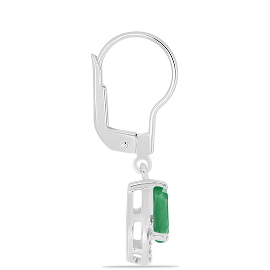 Pendientes de Plata con Esmeralda de Brasil y Topacio Blanco