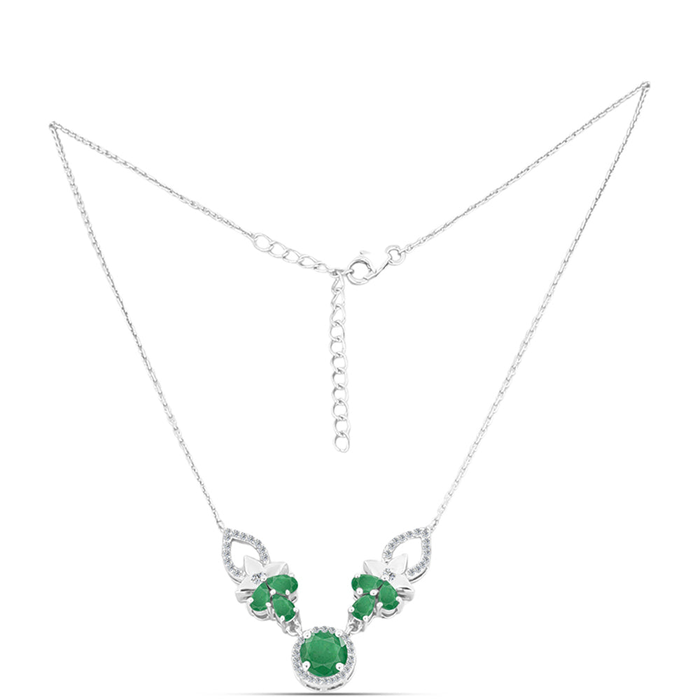 Collar de Plata con Esmeralda de Brasil y Topacio Blanco 1 