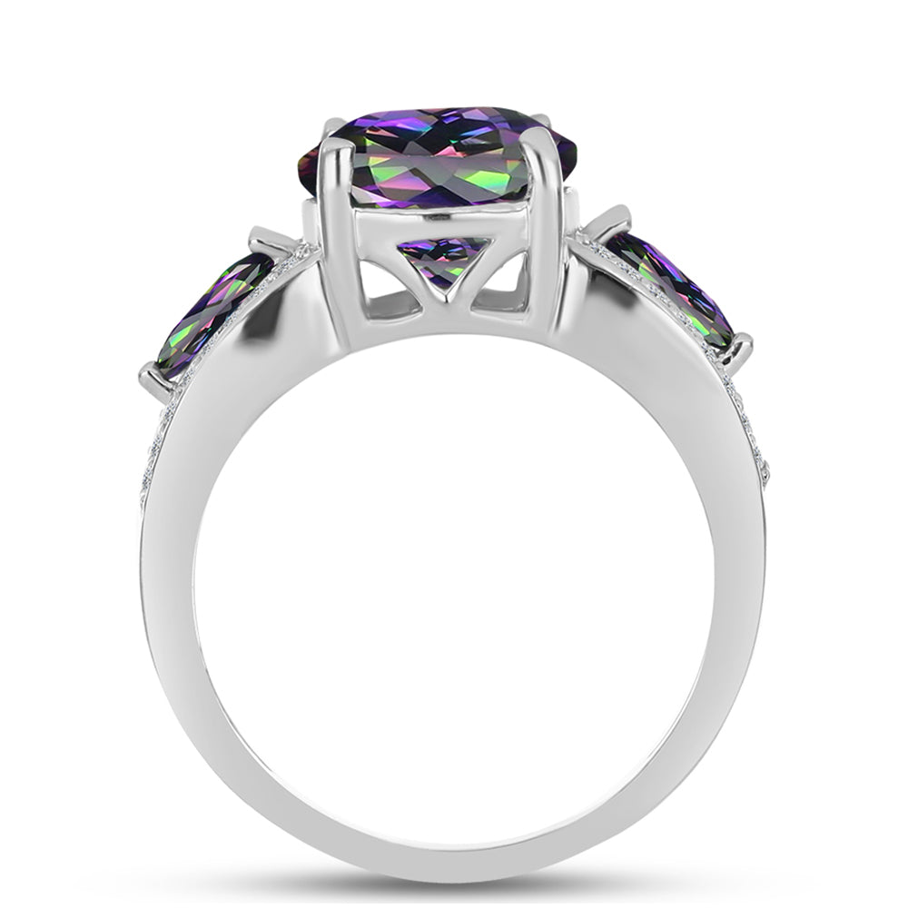 Anillo de Plata con Topacio Místico y Topacio Blanco 2 