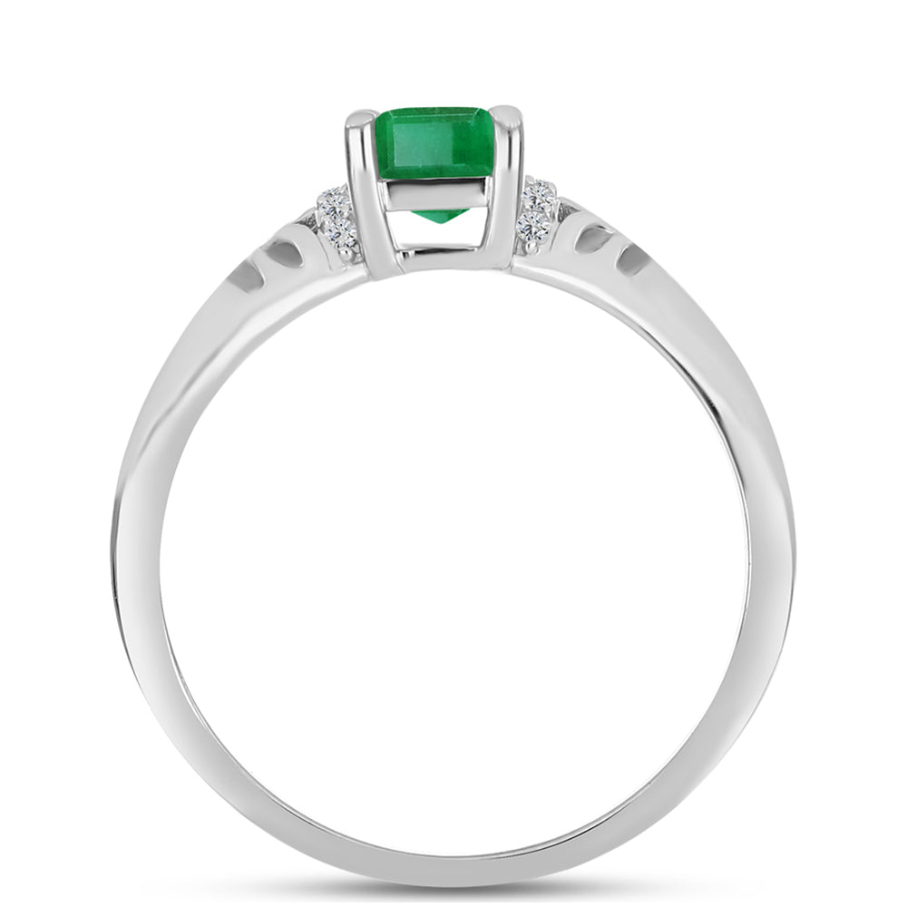 Anillo de Plata con Esmeralda de Brasil y Topacio Blanco 2 