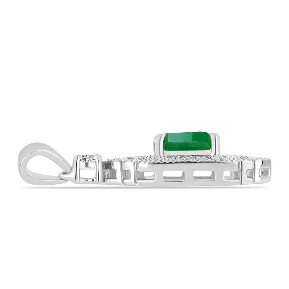 Colgante de Plata con Esmeralda de Brasil y Topacio Blanco 2 