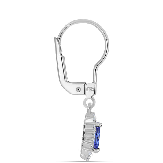 Pendientes de Plata con Tanzanita y Topacio Blanco
