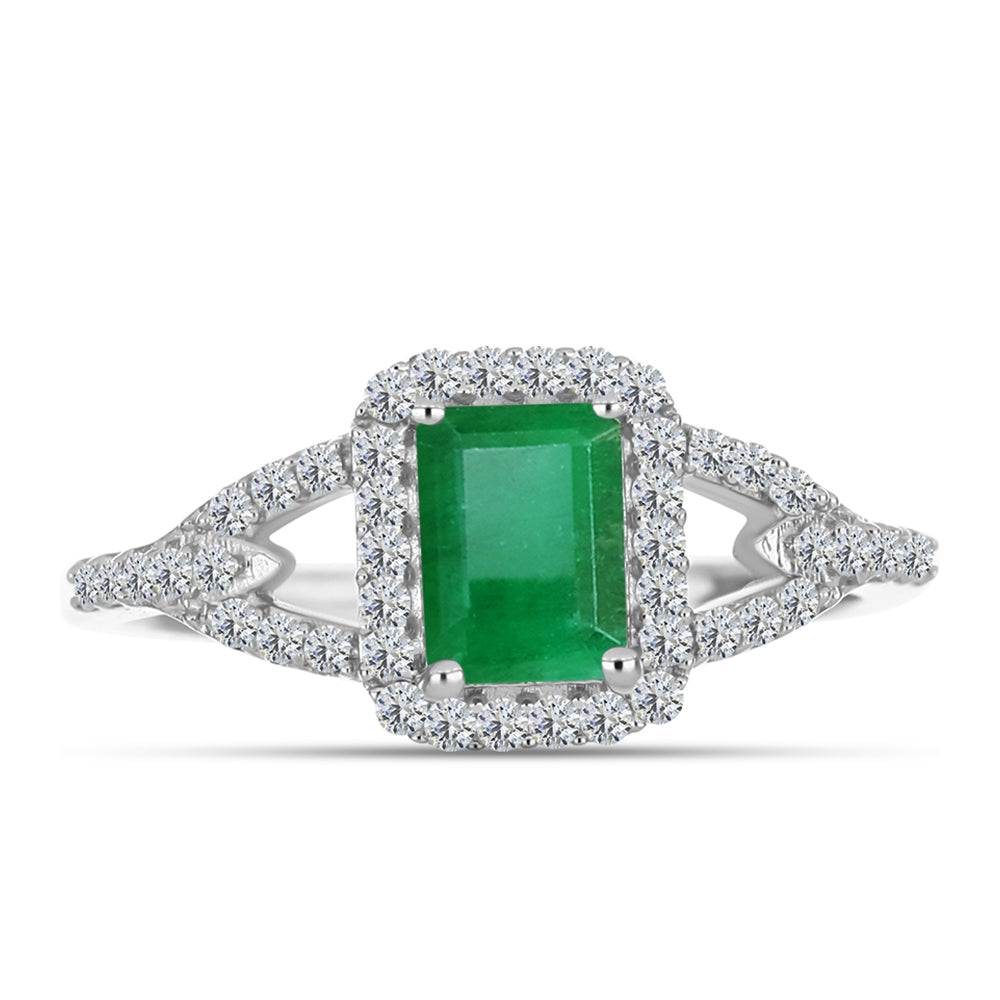 Anillo de Plata con Esmeralda de Brasil y Topacio Blanco 1 