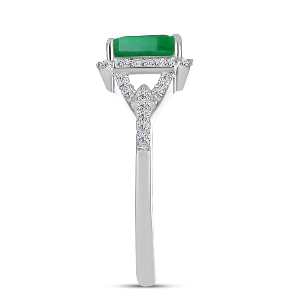 Anillo de Plata con Esmeralda de Brasil y Topacio Blanco
