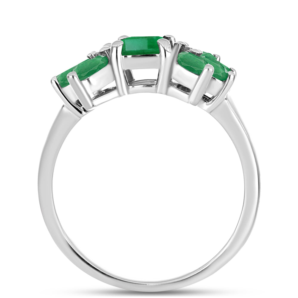 Anillo de Plata con Esmeralda de Brasil y Topacio Blanco