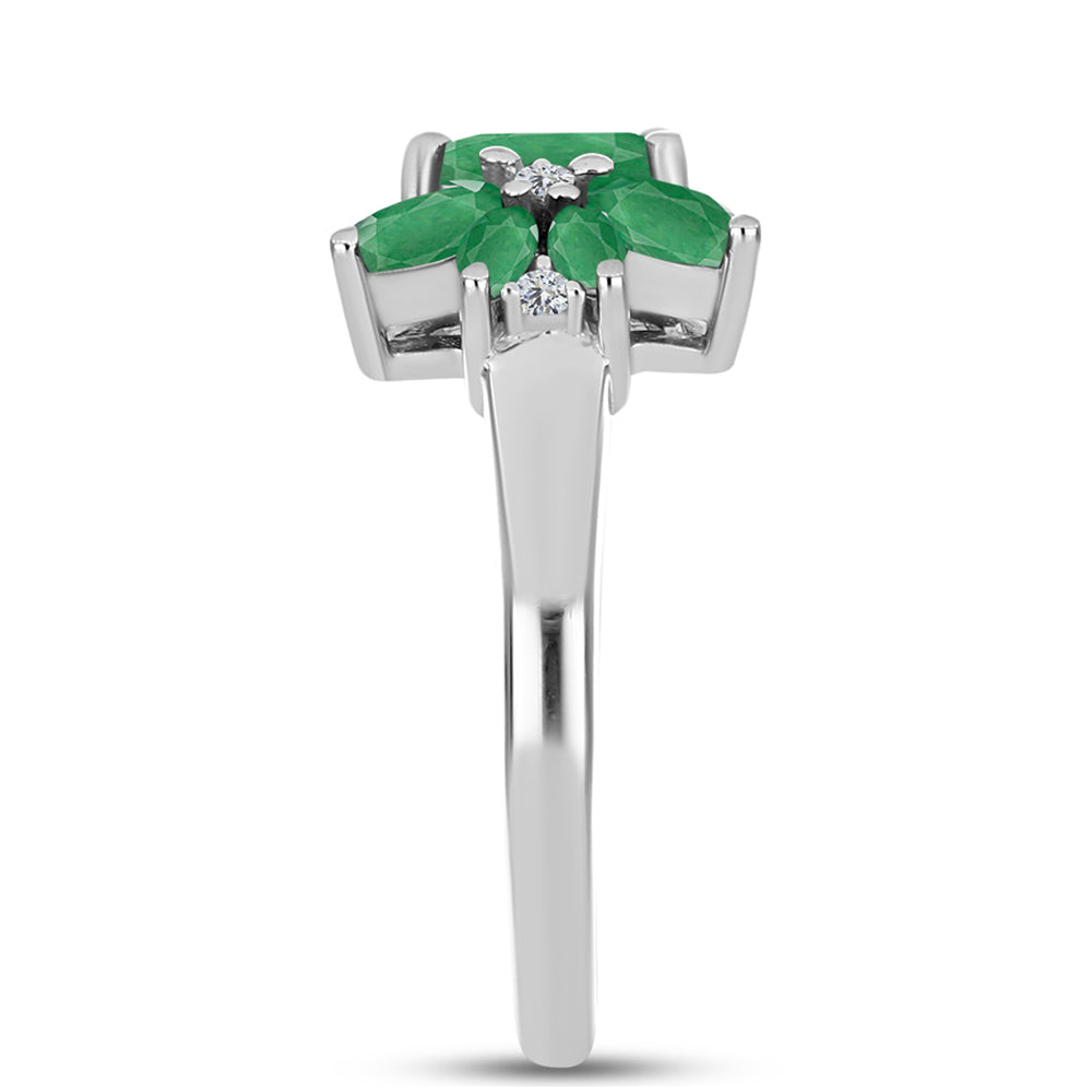 Anillo de Plata con Esmeralda de Brasil y Topacio Blanco