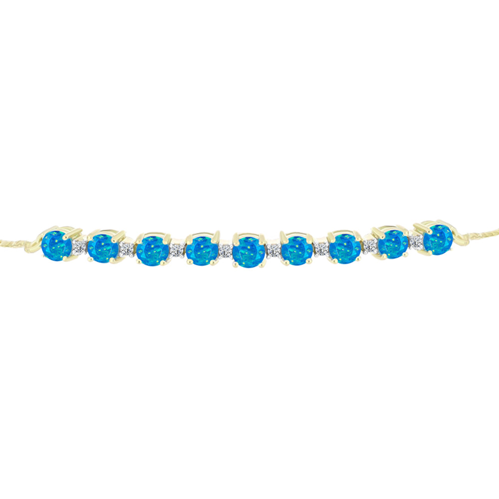 Pulsera de Plata Bañada en Oro con Ópalo Azul Paraiba de Etiopía y Topacio Blanco