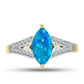Anillo de Plata Bañada en Oro con Ópalo Azul Paraiba de Etiopía y Topacio Blanco