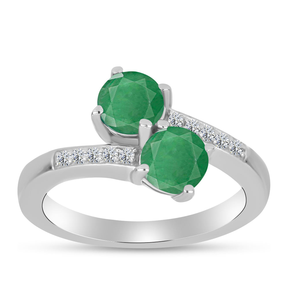 Anillo de Plata con Esmeralda de Brasil y Topacio Blanco