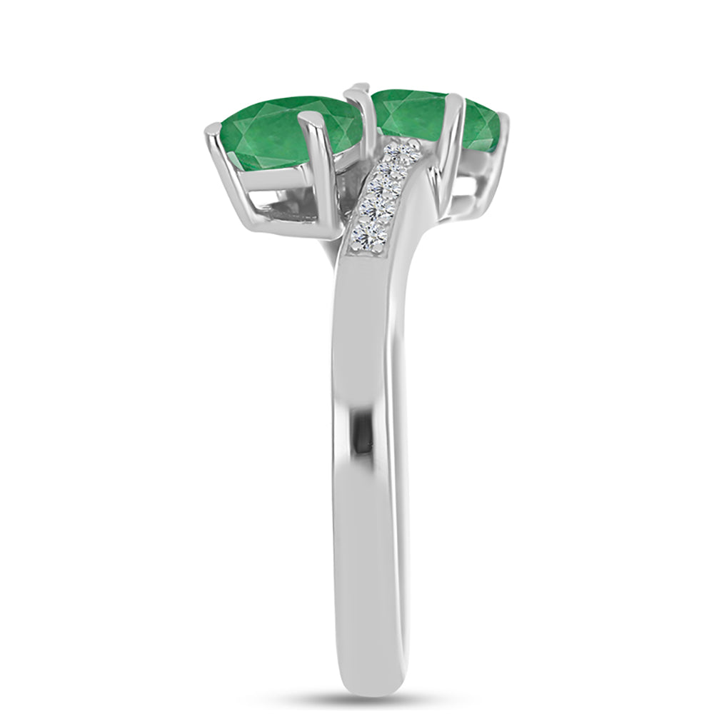 Anillo de Plata con Esmeralda de Brasil y Topacio Blanco