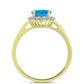 Anillo de Plata Bañada en Oro con Ópalo Azul Paraiba de Etiopía y Topacio Blanco