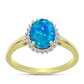 Anillo de Plata Bañada en Oro con Ópalo Azul Paraiba de Etiopía y Topacio Blanco