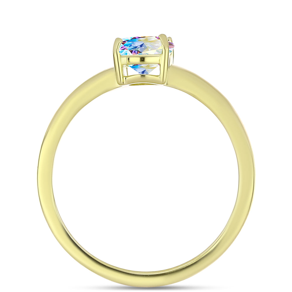 Anillo de Plata Bañada en Oro con Moisanita hielo