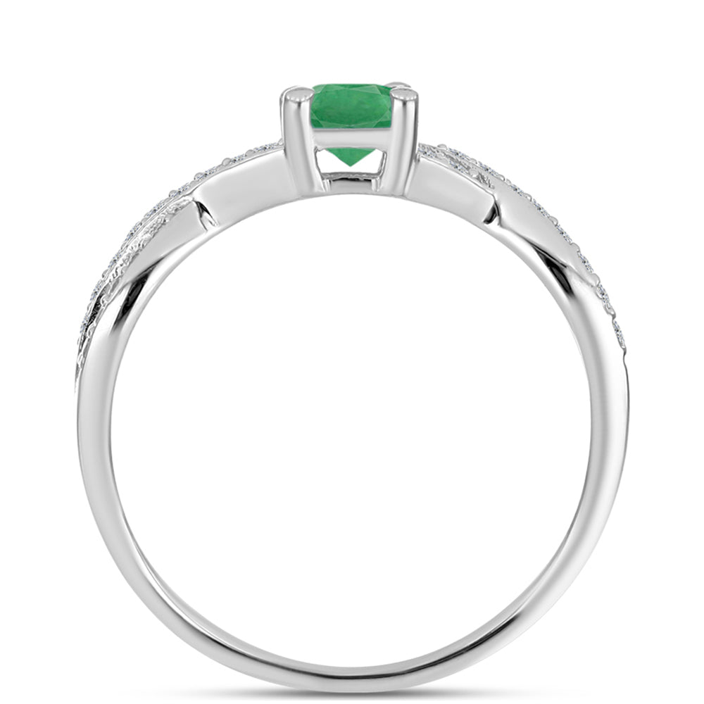 Anillo de Plata con Esmeralda de Brasil y Topacio Blanco 2 