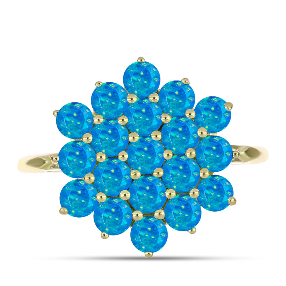 Anillo de Plata Bañada en Oro con Ópalo Azul Paraiba de Etiopía 1 