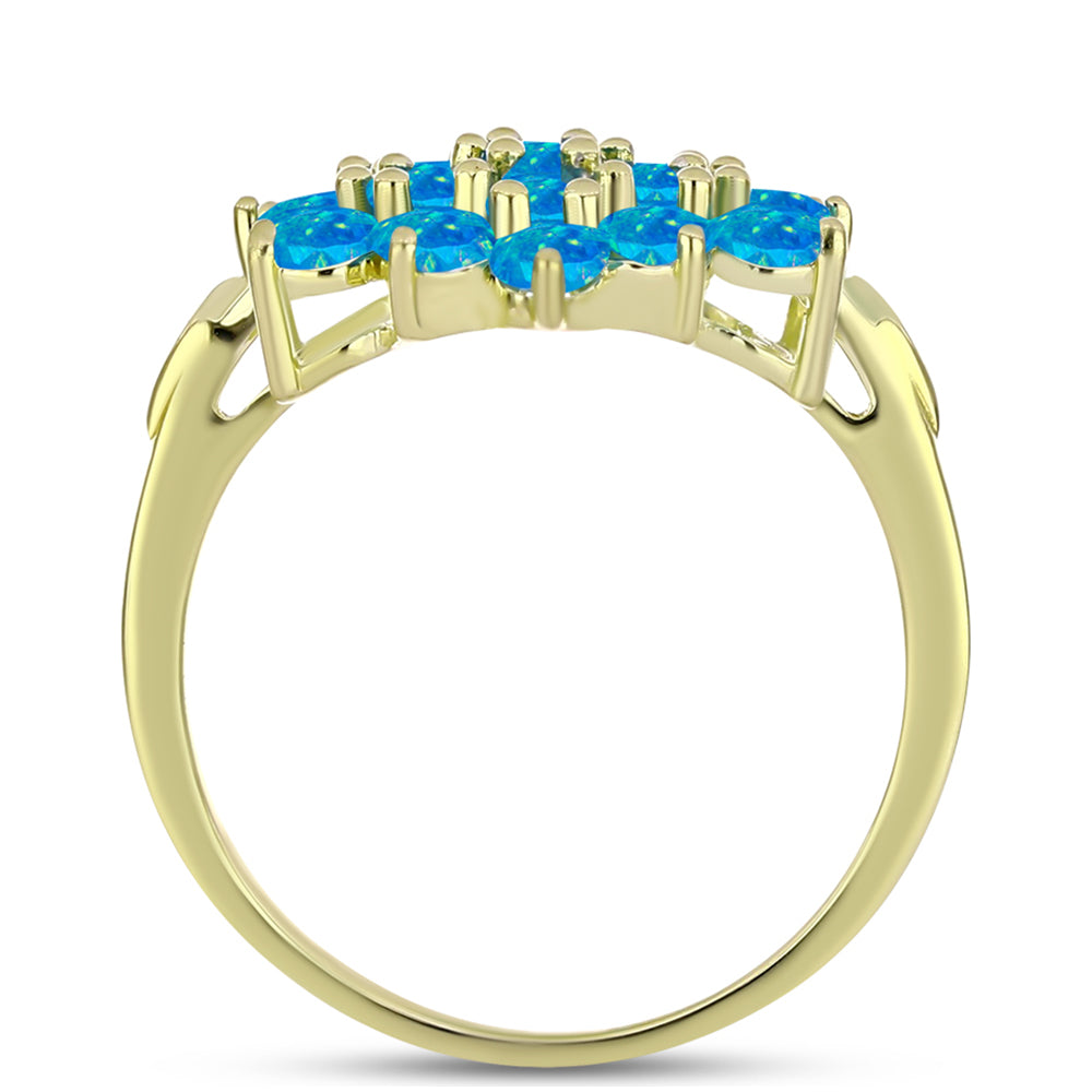Anillo de Plata Bañada en Oro con Ópalo Azul Paraiba de Etiopía