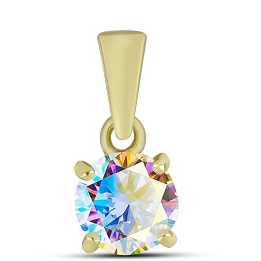 Colgante de Plata Bañada en Oro con Moisanita hielo