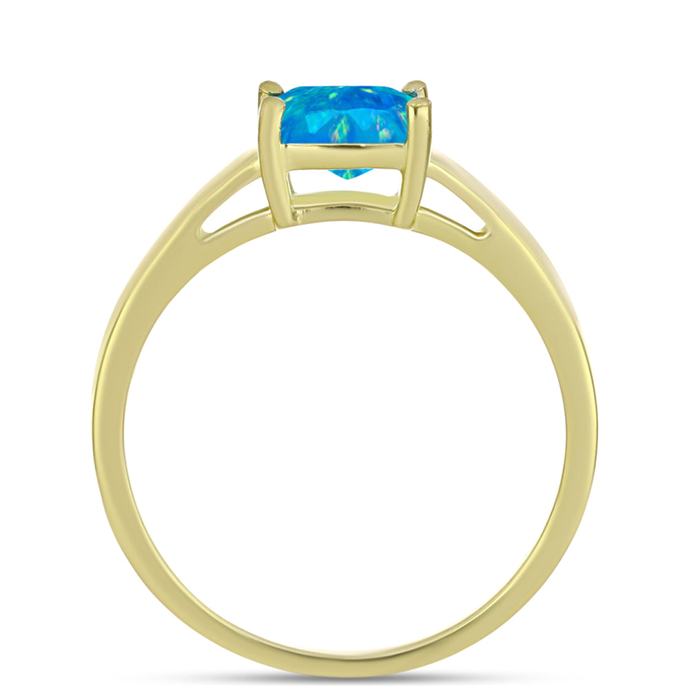 Anillo de Plata Bañada en Oro con Ópalo Azul Paraiba de Etiopía 2 