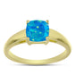 Anillo de Plata Bañada en Oro con Ópalo Azul Paraiba de Etiopía
