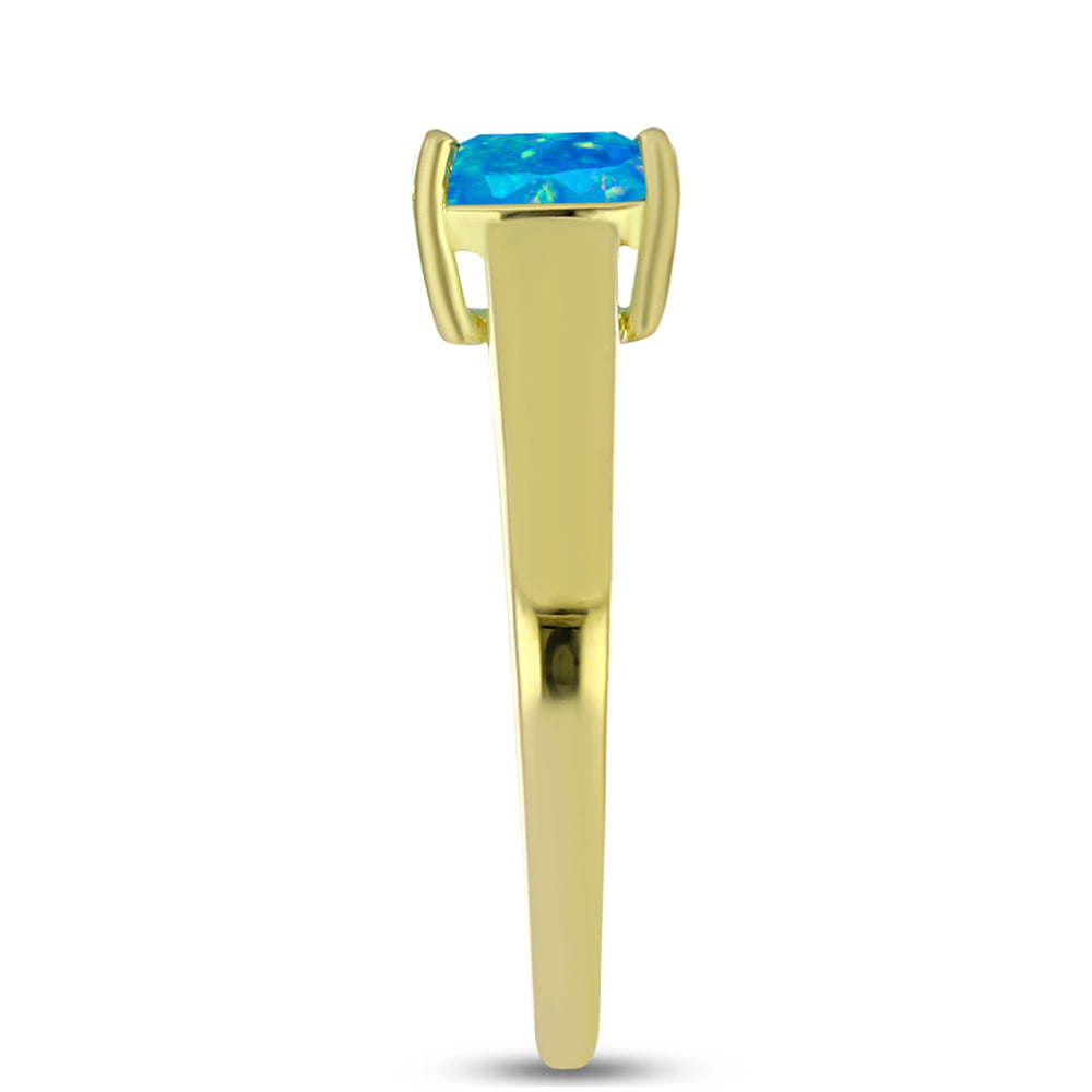 Anillo de Plata Bañada en Oro con Ópalo Azul Paraiba de Etiopía 4 