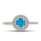 Anillo de Plata Bañada en Oro con Ópalo Azul Paraiba de Etiopía y Topacio Blanco