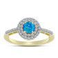 Anillo de Plata Bañada en Oro con Ópalo Azul Paraiba de Etiopía y Topacio Blanco