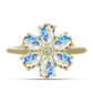 Anillo de Plata Bañada en Oro con Moisanita hielo y Topacio Blanco