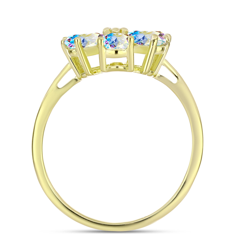 Anillo de Plata Bañada en Oro con Moisanita hielo y Topacio Blanco 2 