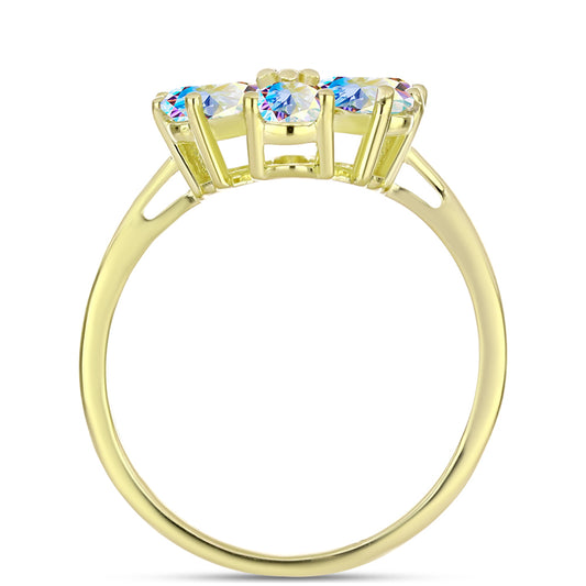 Anillo de Plata Bañada en Oro con Moisanita hielo y Topacio Blanco