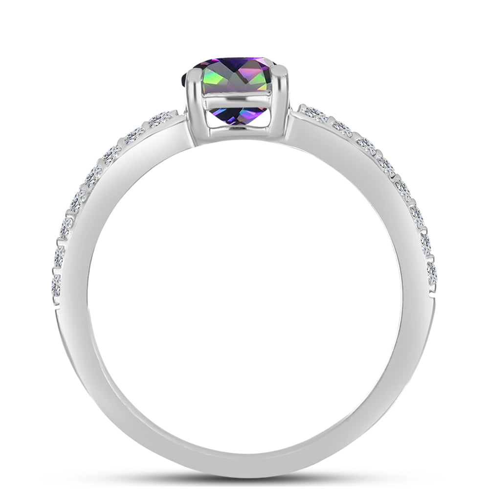 Anillo de Plata con Topacio Místico y Topacio Blanco