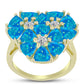 Anillo de Plata Bañada en Oro con Ópalo Azul Paraiba de Etiopía y Topacio Blanco