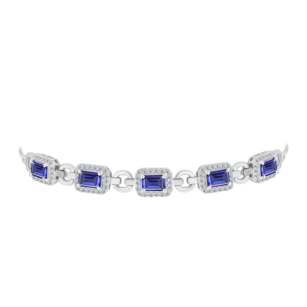 Pulsera de Plata con Tanzanita y Topacio Blanco 2 