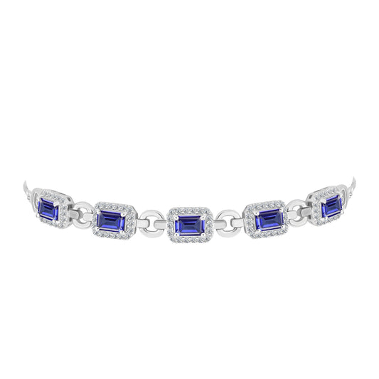 Pulsera de Plata con Tanzanita y Topacio Blanco