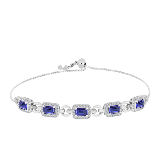 Pulsera de Plata con Tanzanita y Topacio Blanco