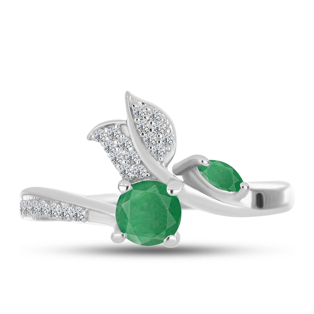 Anillo de Plata con Esmeralda de Brasil y Topacio Blanco 1 