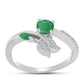 Anillo de Plata con Esmeralda de Brasil y Topacio Blanco