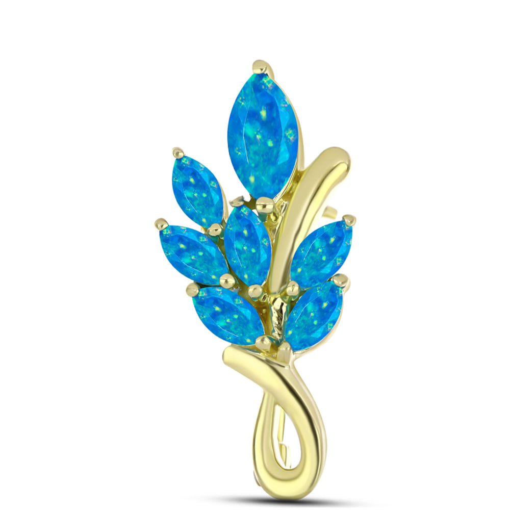 Broche de Plata Bañada en Oro con Ópalo Azul Paraiba de Etiopía 1 