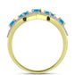 Anillo de Plata Bañada en Oro con Ópalo Azul Paraiba de Etiopía y Topacio Blanco