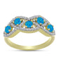 Anillo de Plata Bañada en Oro con Ópalo Azul Paraiba de Etiopía y Topacio Blanco