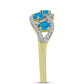 Anillo de Plata Bañada en Oro con Ópalo Azul Paraiba de Etiopía y Topacio Blanco