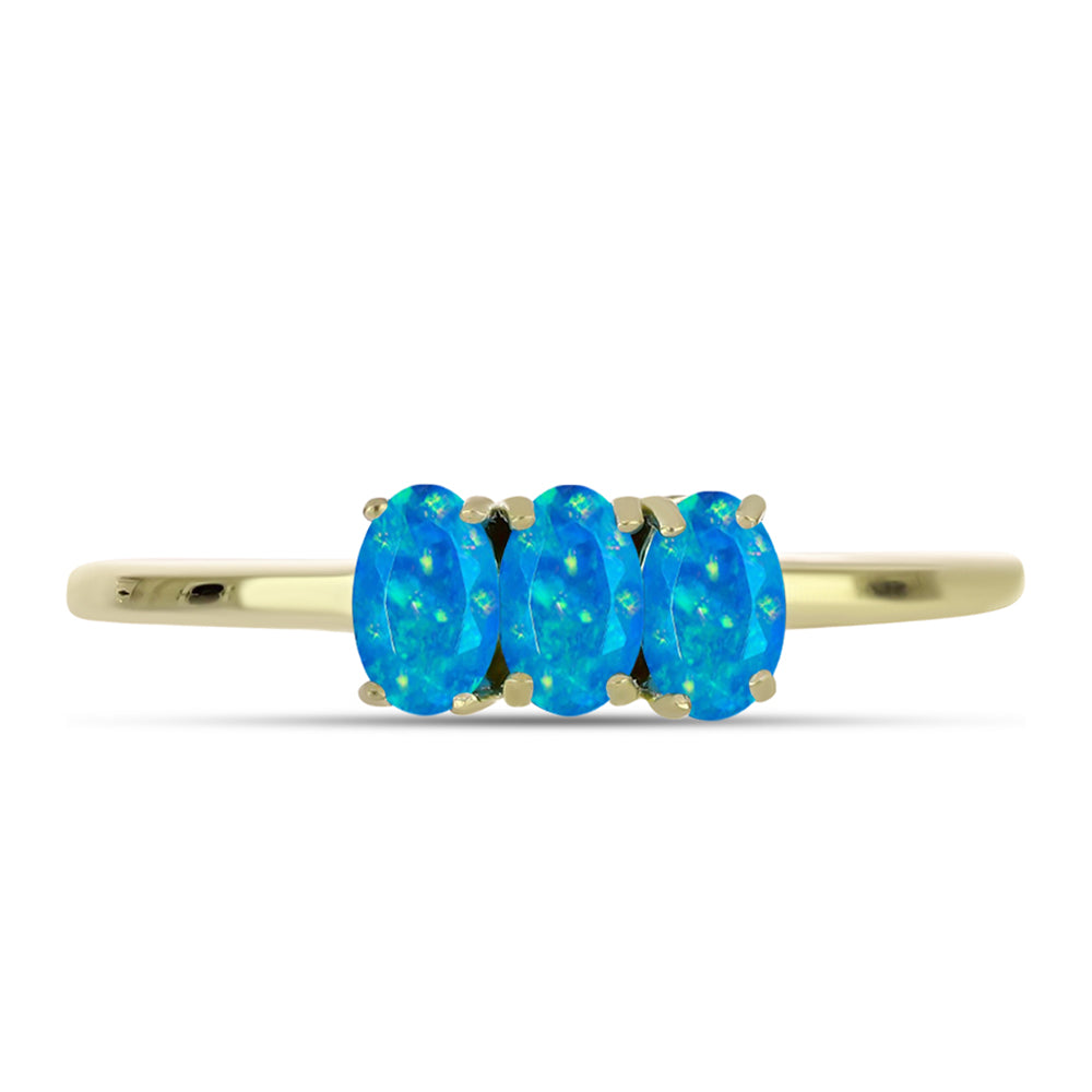 Anillo de Plata Bañada en Oro con Ópalo Azul Paraiba de Etiopía 1 