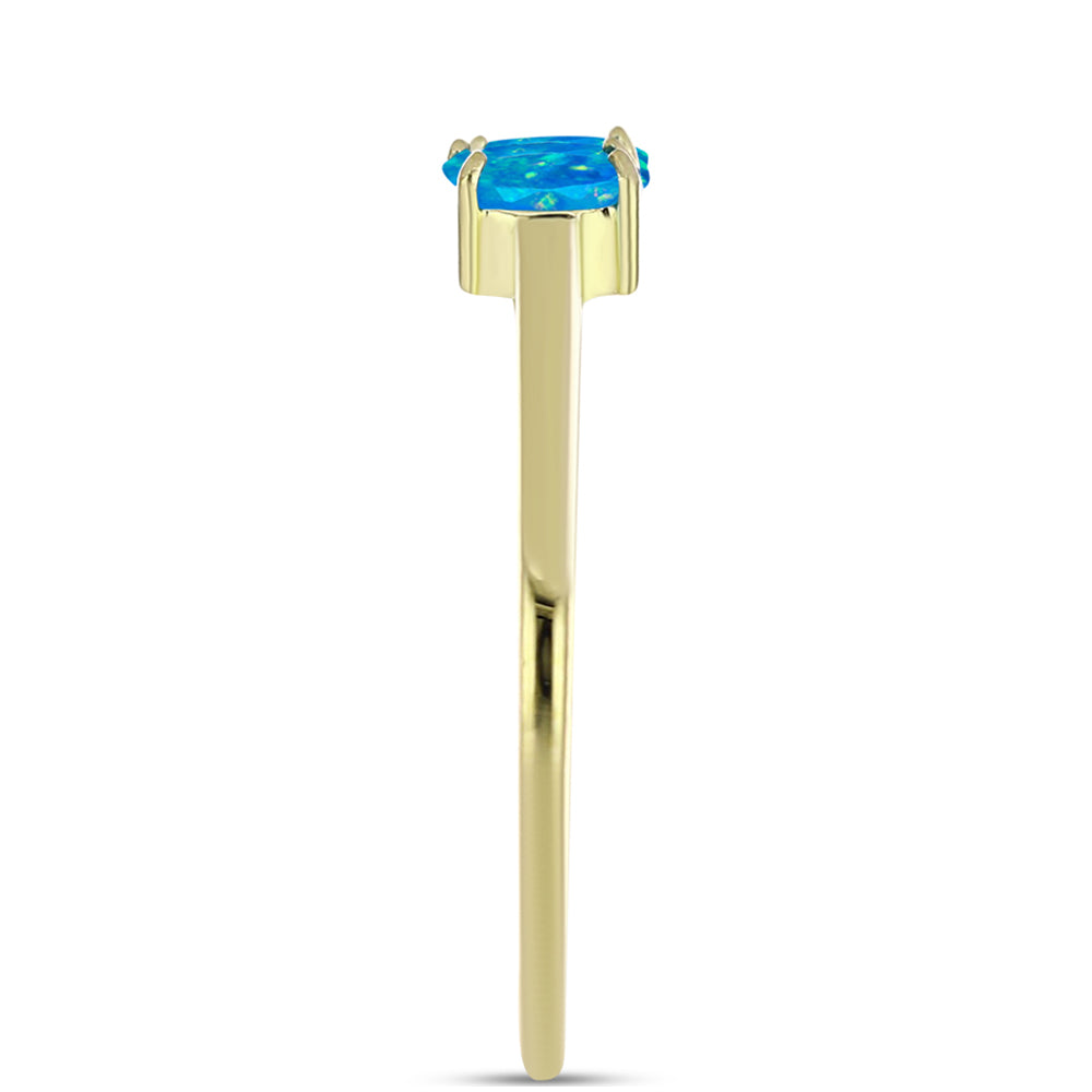 Anillo de Plata Bañada en Oro con Ópalo Azul Paraiba de Etiopía