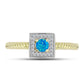 Anillo de Plata Bañada en Oro con Ópalo Azul Paraiba de Etiopía y Topacio Blanco