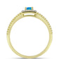 Anillo de Plata Bañada en Oro con Ópalo Azul Paraiba de Etiopía y Topacio Blanco