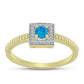 Anillo de Plata Bañada en Oro con Ópalo Azul Paraiba de Etiopía y Topacio Blanco