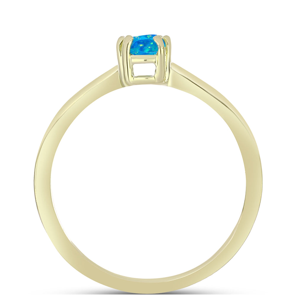 Anillo de Plata Bañada en Oro con Ópalo Azul Paraiba de Etiopía