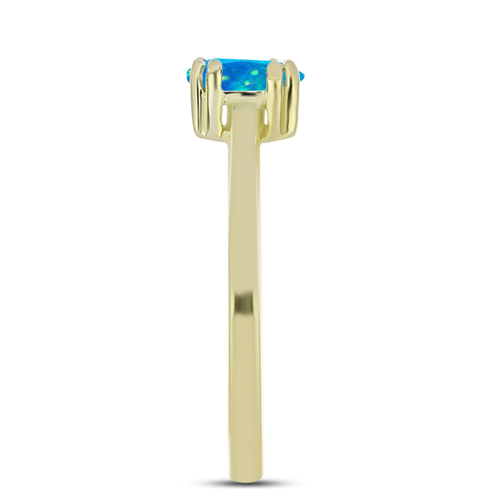 Anillo de Plata Bañada en Oro con Ópalo Azul Paraiba de Etiopía