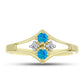 Anillo de Plata Bañada en Oro con Ópalo Azul Paraiba de Etiopía y Topacio Blanco