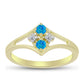Anillo de Plata Bañada en Oro con Ópalo Azul Paraiba de Etiopía y Topacio Blanco